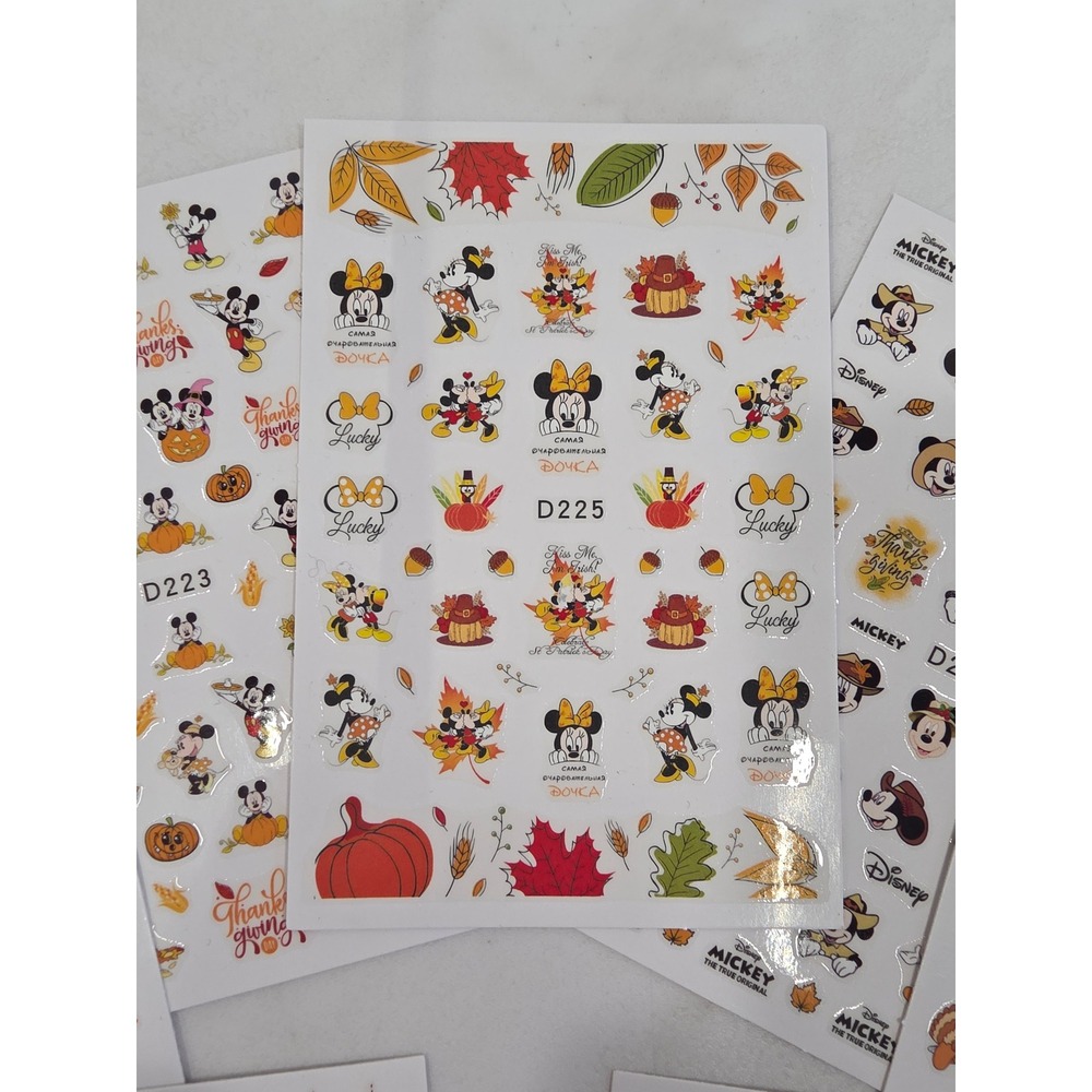 Autumn Fall Disney Nail Decals 8 Sheets Manicure Thanksgiving DIY Craftcore
